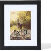 Black Wood Composite 8x10 Picture Frame with Mat and Tempered Glass