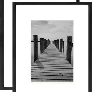 Black Wood Composite 8x10 Picture Frame with Mat and Tempered Glass - Image 15