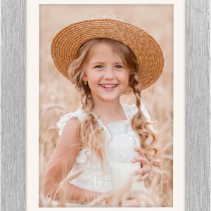 Distressed Brown Wood Picture Frame with Mat for Wall and Tabletop Display - Image 18