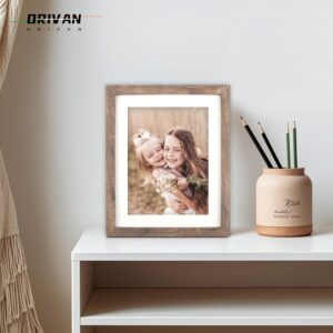 Distressed Brown Wood Picture Frame with Mat for Wall and Tabletop Display - Image 2