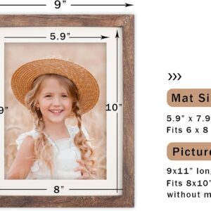 Distressed Brown Wood Picture Frame with Mat for Wall and Tabletop Display - Image 3