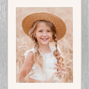 Distressed Brown Wood Picture Frame with Mat for Wall and Tabletop Display - Image 31