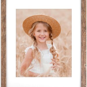 Distressed Brown Wood Picture Frame with Mat for Wall and Tabletop Display - Image 40