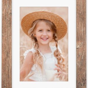 Distressed Brown Wood Picture Frame with Mat for Wall and Tabletop Display - Image 59