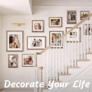 Distressed Brown Wood Picture Frame with Mat for Wall and Tabletop Display - Image 6