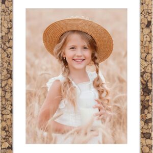 Distressed Brown Wood Picture Frame with Mat for Wall and Tabletop Display - Image 63
