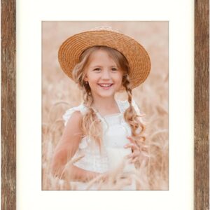 Distressed Brown Wood Picture Frame with Mat for Wall and Tabletop Display - Image 68