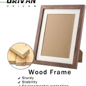 Distressed Brown Wood Picture Frame with Mat for Wall and Tabletop Display - Image 7