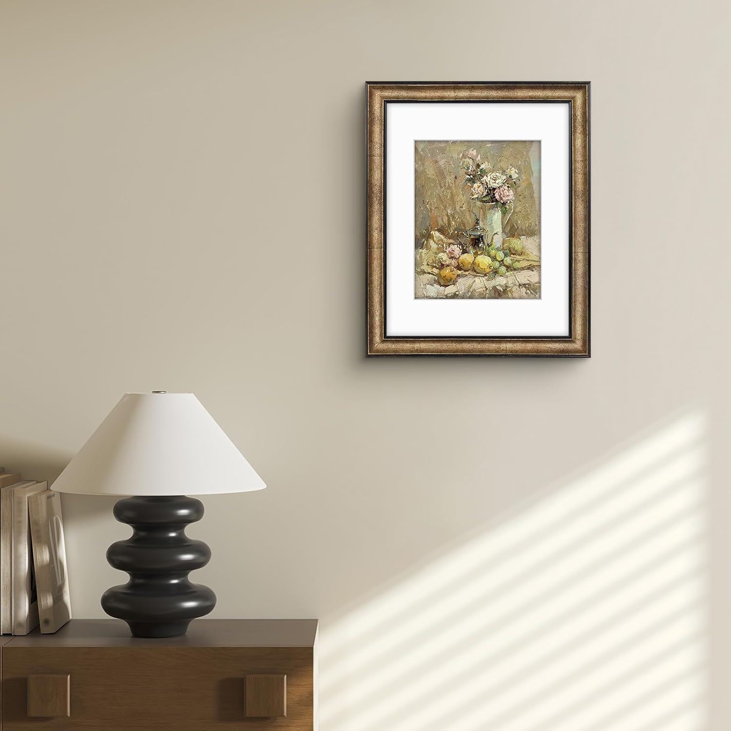 Alternative view of Dark Gold Brown Bronze Pewter Panel Photo Frame with White Mat for 8x10 Pictures