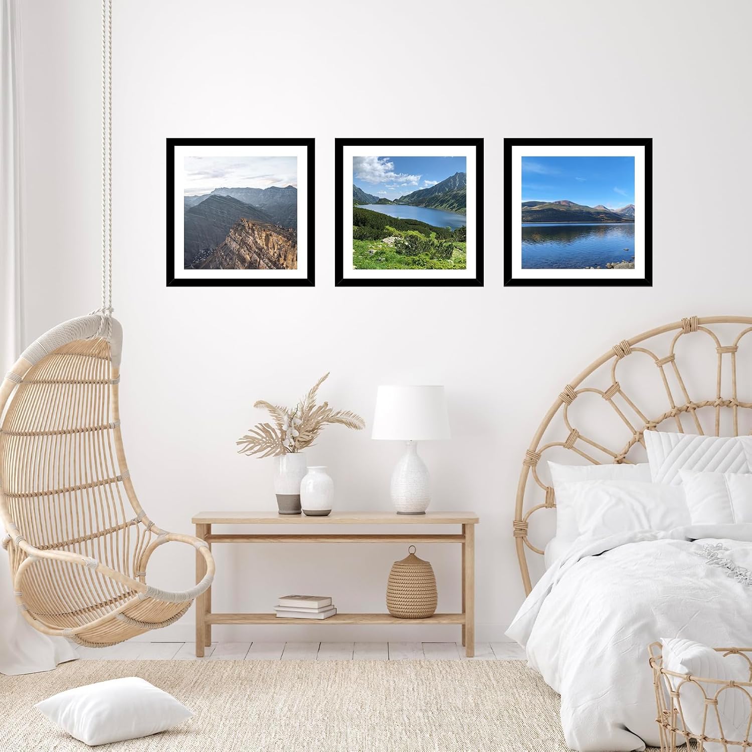 Alternative view of Black Square Picture Frame with White Mat for 10x10 or 12x12 Inch Photos