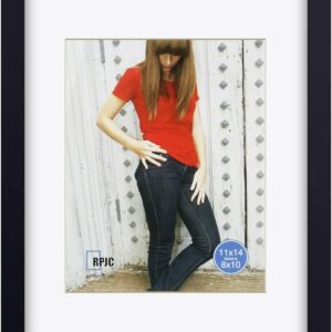 Black Solid Wood Picture Frame with Mat for 8x10 or 11x14 Photos