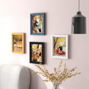 Alternative view of Blue Wooden 5x7 Picture Frame with Wavy Mat and Floral Art
