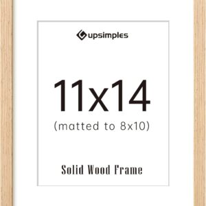 Natural Solid Wood 11x14 Inch Picture Frame with Mat