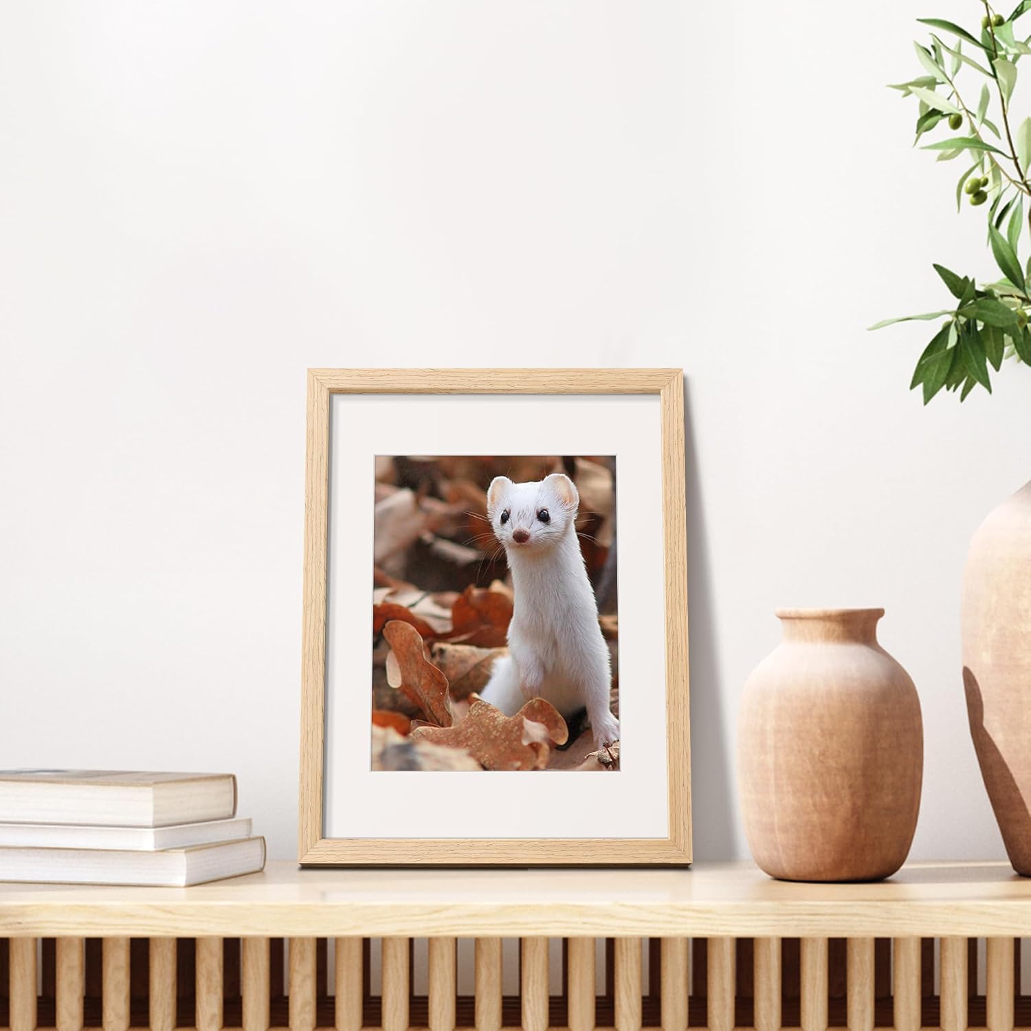 Alternative view of Natural Solid Wood 11x14 Inch Picture Frame with Mat