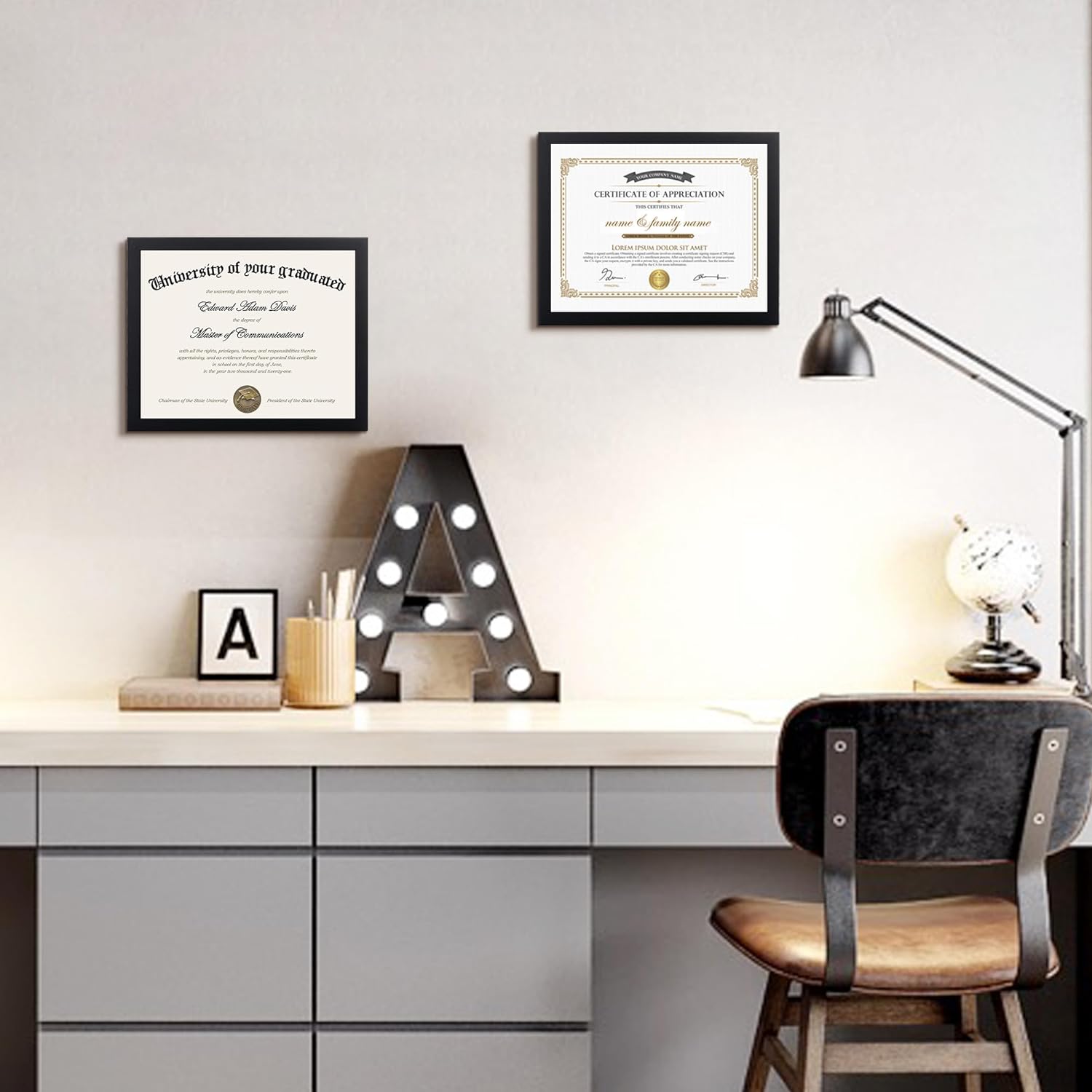 Alternative view of Black 8.5 by 11 Inch Document Frames for Wall and Tabletop, Set of 5