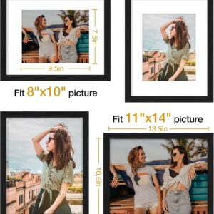 Vittanly 11x14 Picture Frame, Display Pictures 8x10 with Mat or 11x14 without Mat, Photo Frame for Wall Mounting, Black, 1 Pack - Image 3